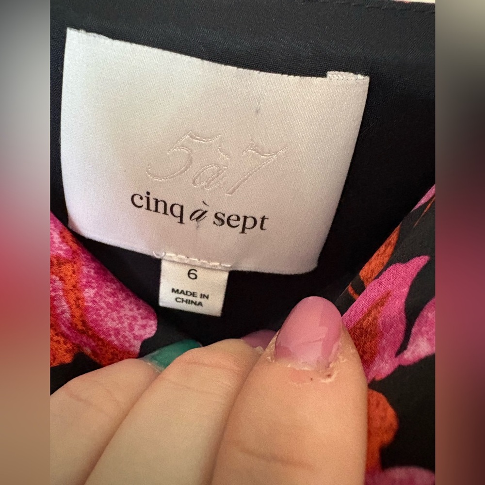 Size 6 Cinq À Sept Ryder Black Silk Multi Floral Mini Dress - Picture 3 of 5